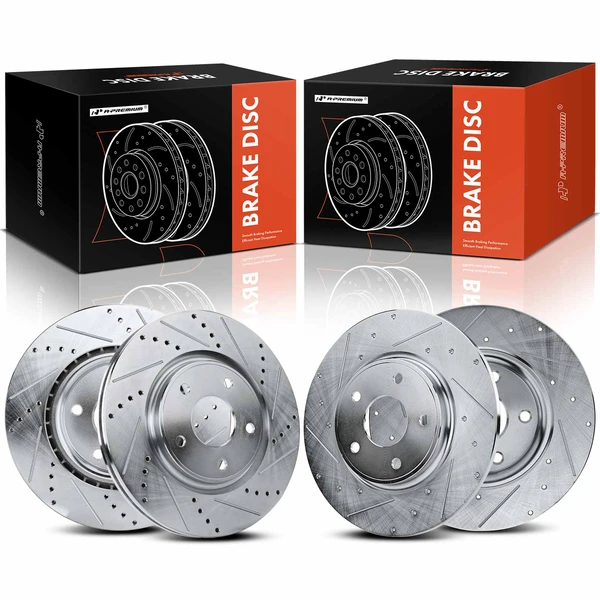 Front & Rear Drilled Brake Rotors for 2012-2015 Ram C/V