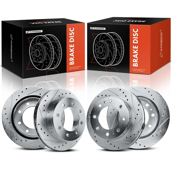 Front & Rear Drilled & Slotted Disc Brake Rotors for 2001-2010 GMC Sierra 2500 HD
