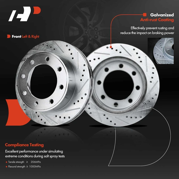 Front & Rear Drilled Brake Rotors for Ford Excursion F-250 F-350 Super Duty