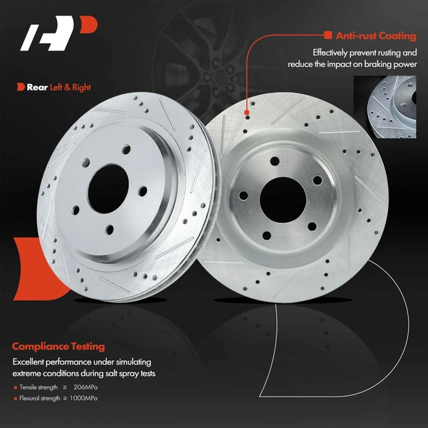 4 Pcs Front & Rear Drilled Brake Rotors for Chevrolet Corvette 2005-2013 Cadillac XLR