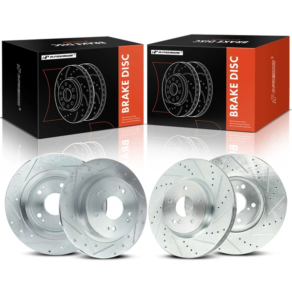 4 Pcs Front & Rear Drilled Brake Rotors for 2018-2021 Honda Accord