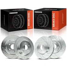 4 Pcs Front & Rear Drilled Brake Rotors