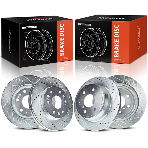 Front & Rear Drilled Brake Rotors for Chevy Silverado 1500 Suburban Cadillac GMC