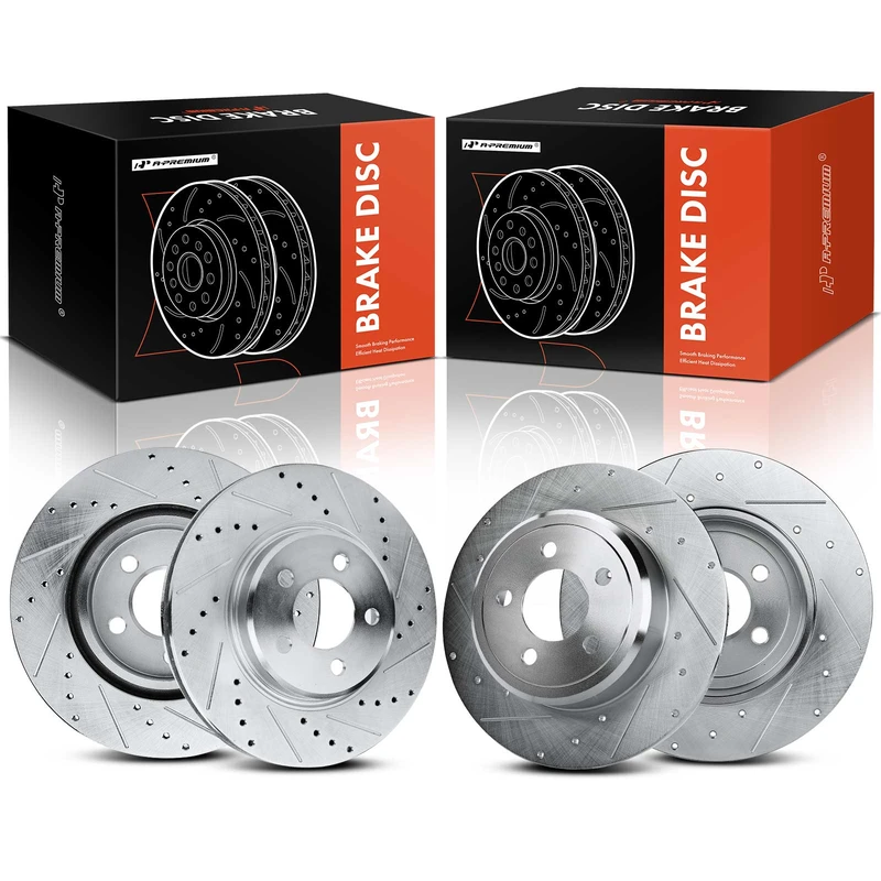 Front & Rear Drilled Brake Rotors for 2017 Dodge Charger