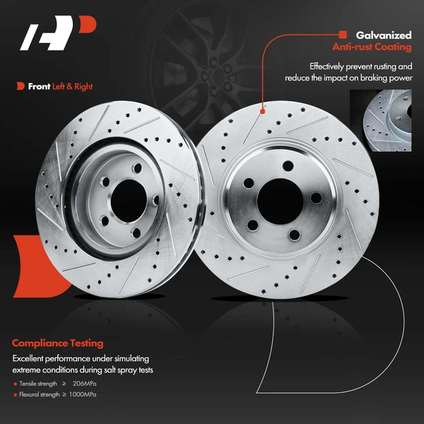 Front & Rear Drilled Disc Brake Rotors for Chrysler 300 Dodge Challenger Charger