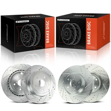 4 Pcs Front & Rear Drilled Brake Rotors