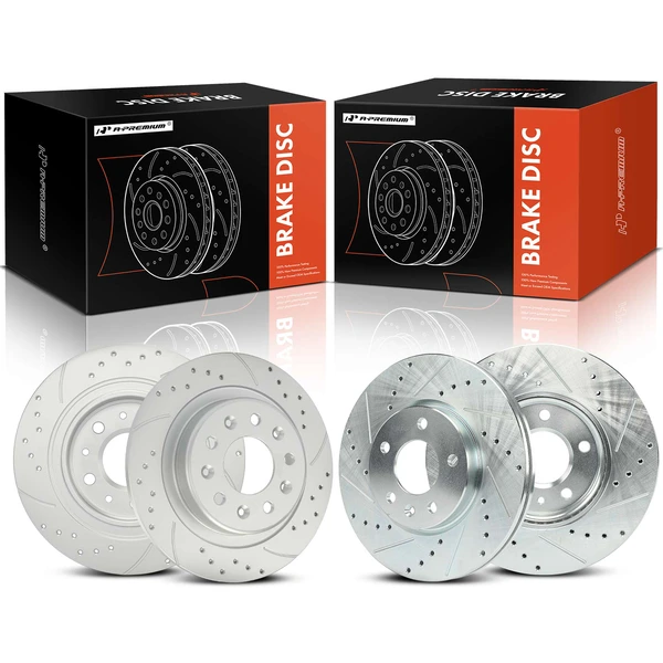 4 Pcs Front & Rear Drilled Brake Rotors for Chevy Equinox Malibu GMC Terrain Buick