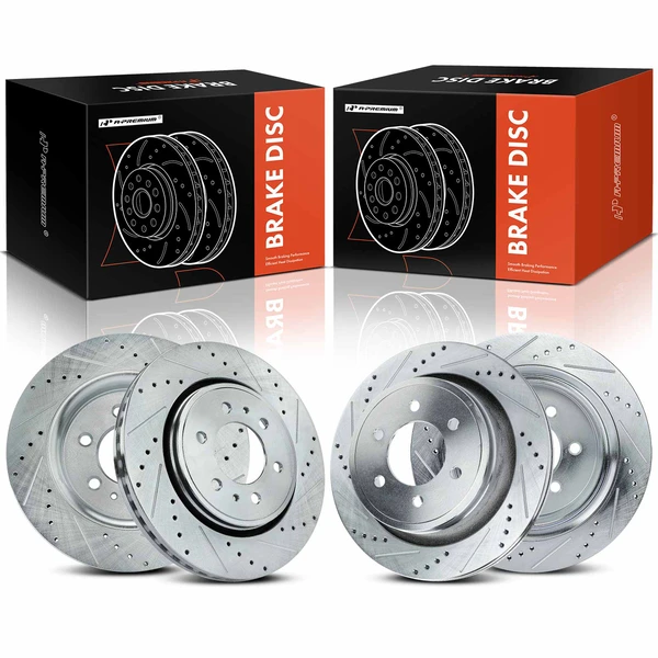 Front & Rear Drilled Brake Rotors for Ford F-150 2012-2020 fit 6-Lug Wheels