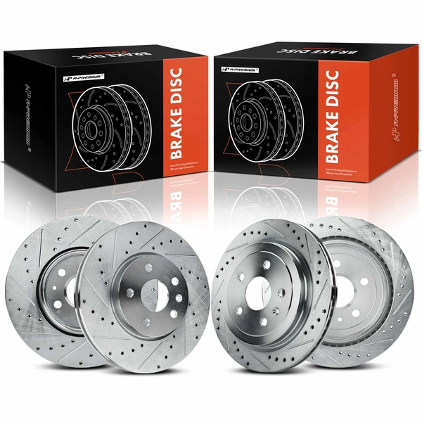 Front & Rear Drilled Disc Brake Rotors for Chevrolet Camaro 2010-2015 V6 3.6L