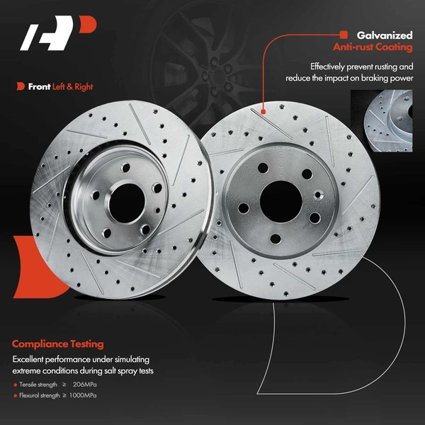 Front & Rear Drilled Disc Brake Rotors for Chevrolet Camaro 2010-2015 V6 3.6L