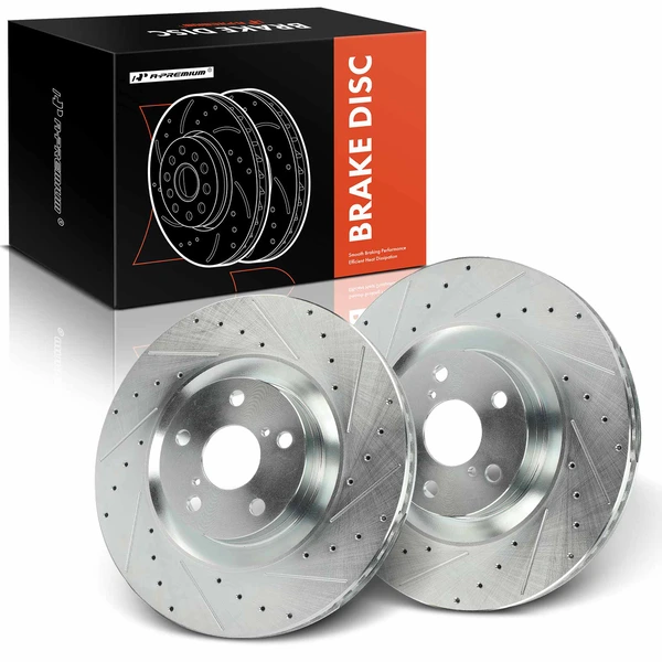 2 Pcs Front Drilled Brake Rotors for Lexus GS300 18-19 GS450H IS200T