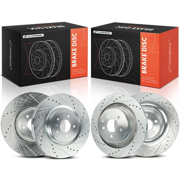 4 Pcs Front & Rear Drilled Brake Rotors for 2014-2015 INFINITI Q60