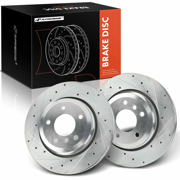 2 Pcs Rear Drilled Brake Rotors for BMW 330Ci 2001-2006 330i 2001-2005 330xi 2001-2005