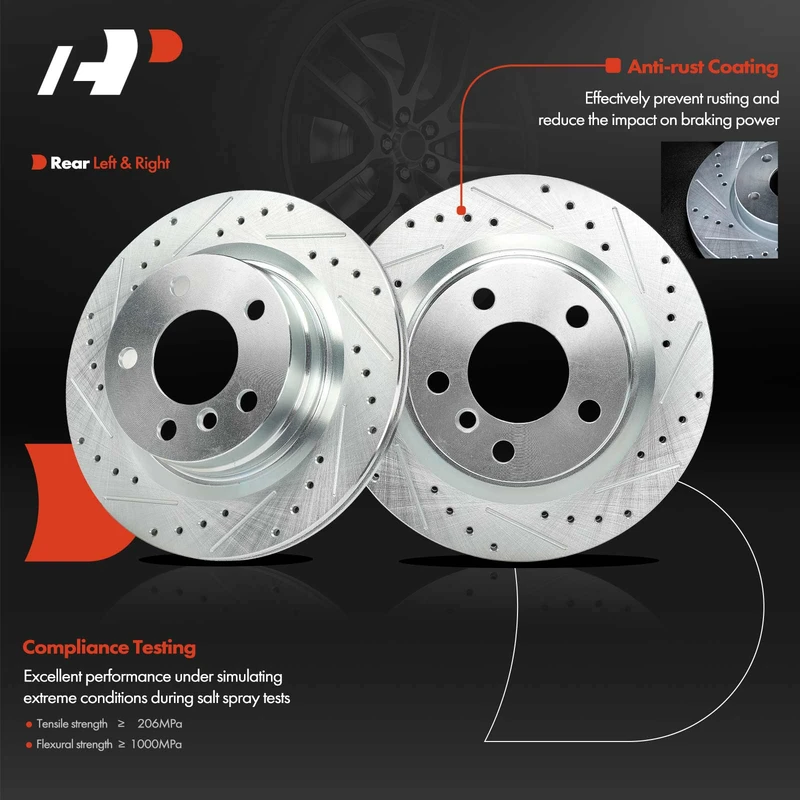 2 Pcs Rear Drilled Brake Rotors for BMW 228i xDrive 230i 230i xDrive 320i xDrive