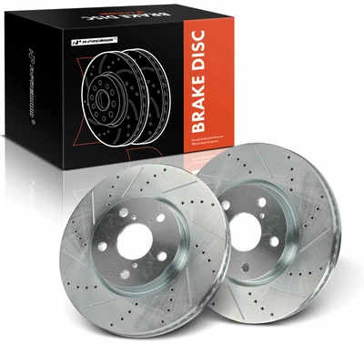 2 Pcs Front Drilled Brake Rotor