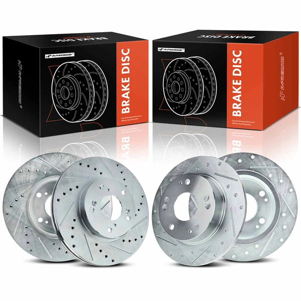 Front & Rear Drilled Brake Rotors for 2003-2007 Honda Accord
