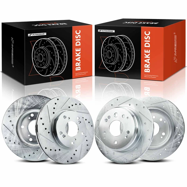 Front & Rear Drilled Disc Brake Rotors for Honda Element 2003-2011 L4 2.4L