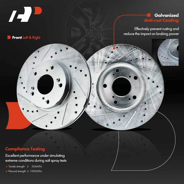 Front & Rear Drilled Disc Brake Rotors for Honda Element 2003-2011 L4 2.4L