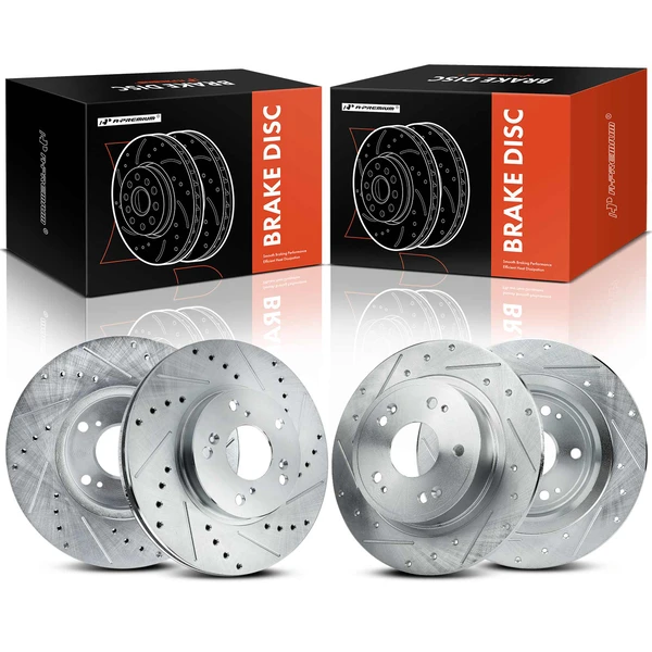 Front & Rear Drilled Brake Rotors for Honda Accord 2005-2017 L4 2.4L Civic 2015