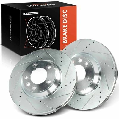 2 Pcs Front Drilled Brake Rotors