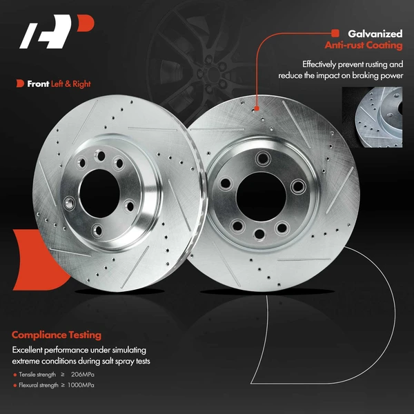 2 Pcs Front Drilled Brake Rotors for Audi Q7 Volkswagen Touareg Porsche Cayenne