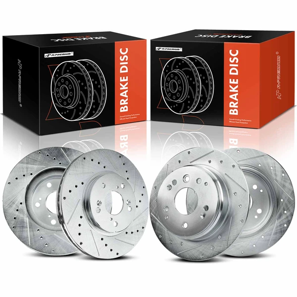 Front & Rear Drilled Disc Brake Rotors for 2004-2008 Acura TL