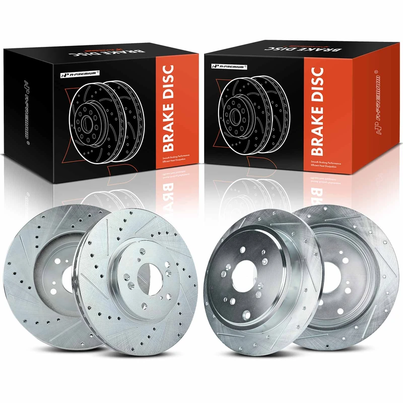 Front & Rear Drilled Brake Rotors for Honda Pilot 2003-2008 Acura MDX 2001-2006