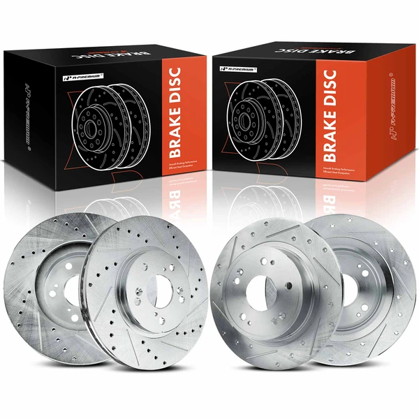 Front & Rear Drilled Brake Rotors for 2009-2014 Acura TSX