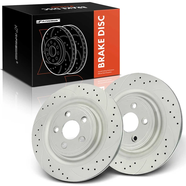 2 Pcs Rear Drilled Brake Rotors for Jaguar XJ 10-15 XF XJR XKR S-Type Super V8