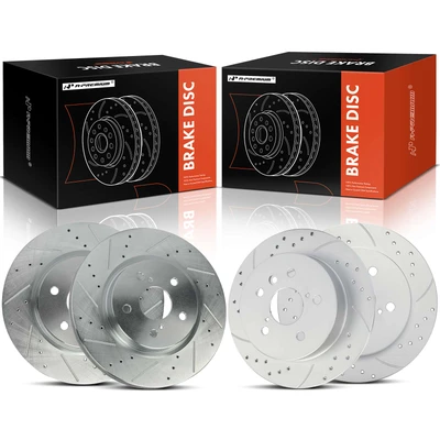 4 Pcs Front & Rear Drilled Brake Rotors