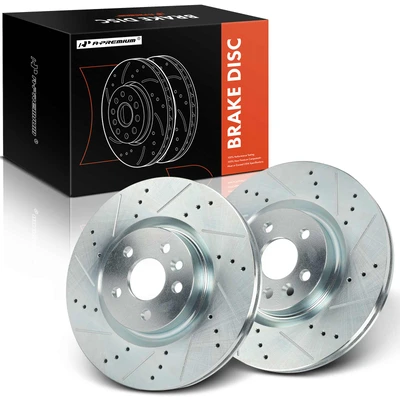 2 Pcs Front Drilled Brake Rotors