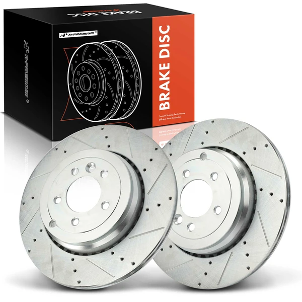 2 Pcs Rear Drilled Brake Rotors for Land Rover Range Rover Sport 10-13 V8 5.0L