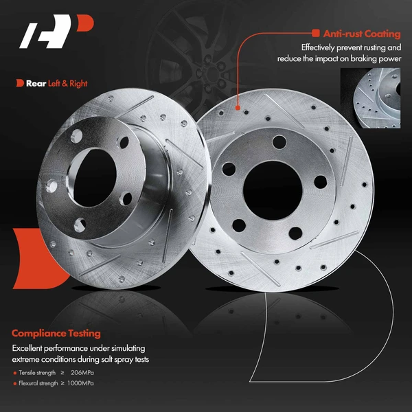 Rear Drilled Brake Rotors for Audi 100 A6 Quattro S6 Volkswagen Passat