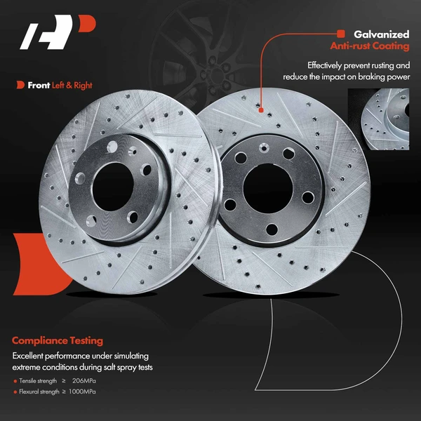 Front Drilled Brake Rotors for Audi 100 A4 Quattro Volkswagen Passat