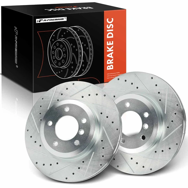 2 Pcs Front Drilled Brake Rotors for 2006-2008 BMW Z4