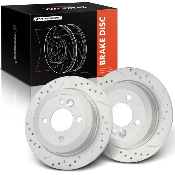 2 Pcs Rear Drilled Brake Rotors for 2002-2006 Mini Cooper