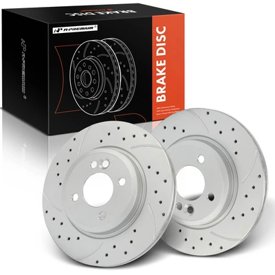 2 Pcs Front Drilled Brake Rotors