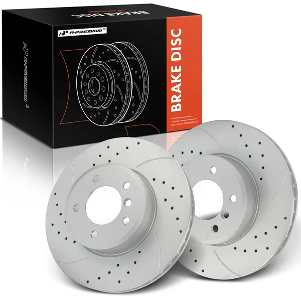 2 Pcs Front Drilled Brake Rotors for 2006-2007 BMW 525xi