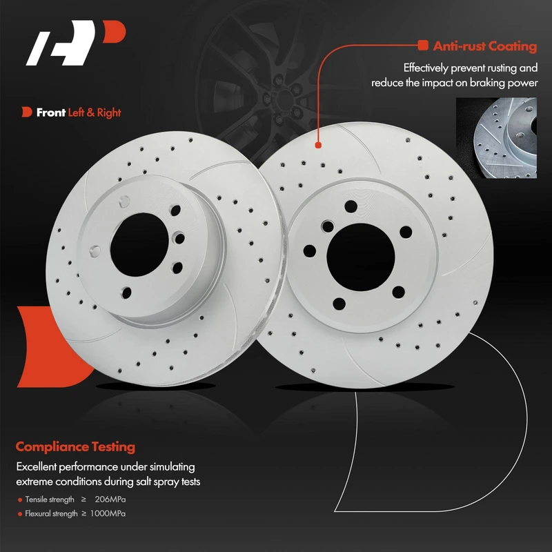 2 Pcs Front Drilled Brake Rotors for BMW 525i 525xi 528i 528xi 530i 530xi 535xi