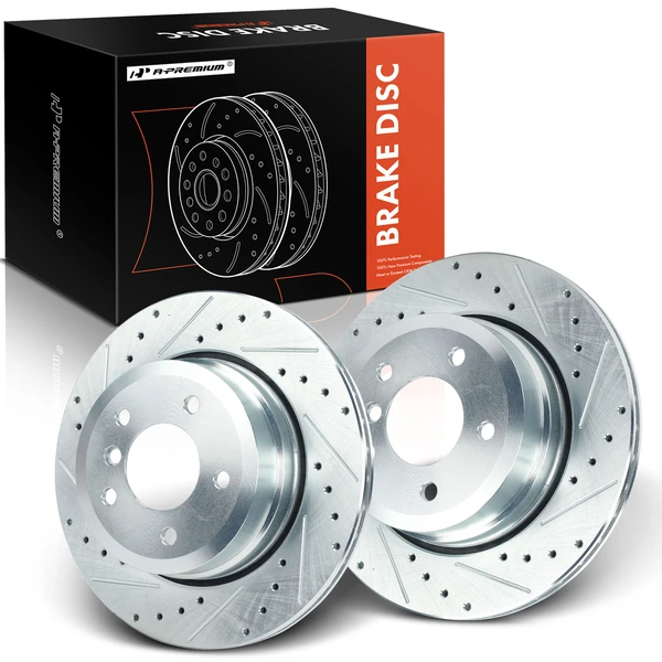 2 Pcs Rear Drilled Brake Rotors for BMW 525xi 528i xDrive 528xi 530xi 535i xDrive