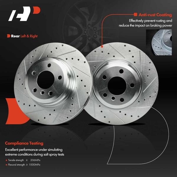 2 Pcs Rear Drilled Brake Rotors for BMW X5 2007-2018 X6 2008-2019 3.0L 4.4L 4.8L