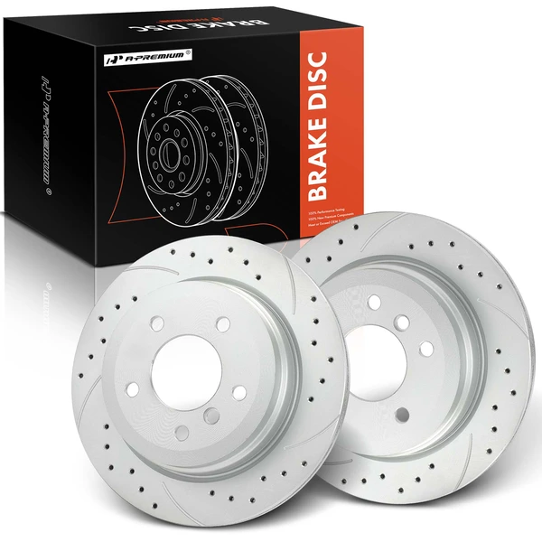 2 Pcs Rear Drilled Brake Rotors for 2006 BMW 325xi