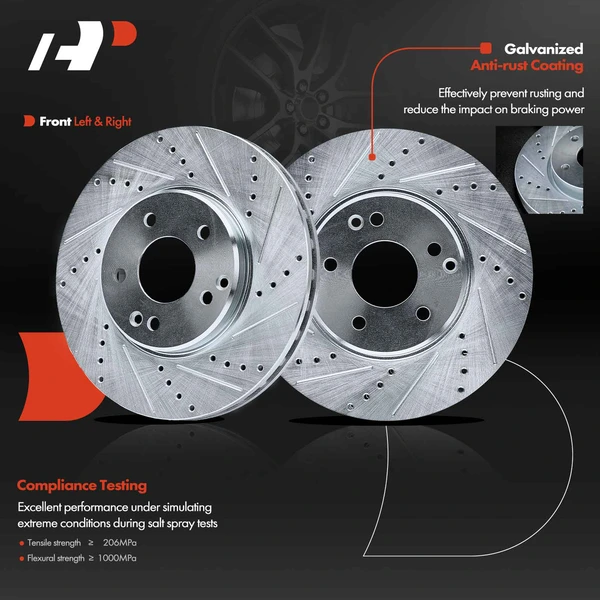 Front Drilled Brake Rotors for Mercedes-Benz C320 E320 SLK300 Chrysler