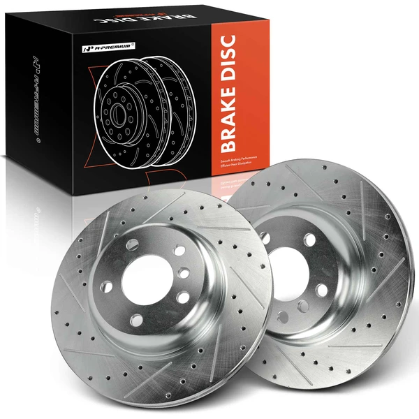 2 Pcs Front Drilled Brake Rotors for BMW 528i 2011-2016 528i xDrive 2012-2016