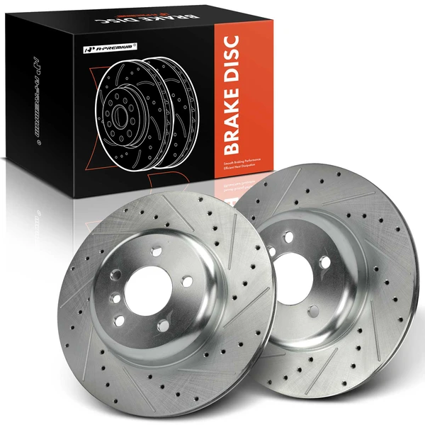 2 Pcs Rear Drilled Brake Rotors for 2011-2015 BMW 740Li