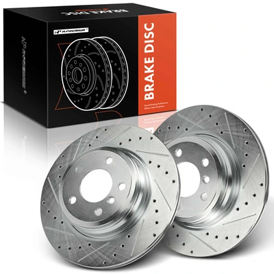 2Pcs 330mm Rear Drilled Brake Rotors