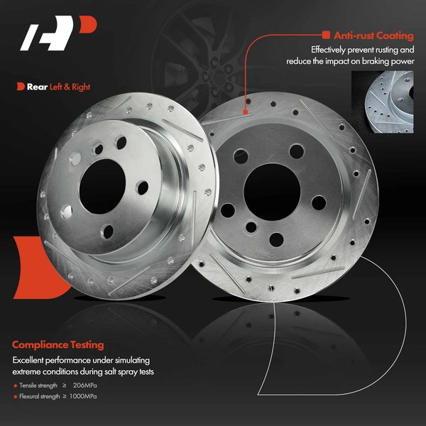 2 Pcs Rear Drilled Brake Rotors for Mini Cooper 2014-2019 259mm 5 Lug