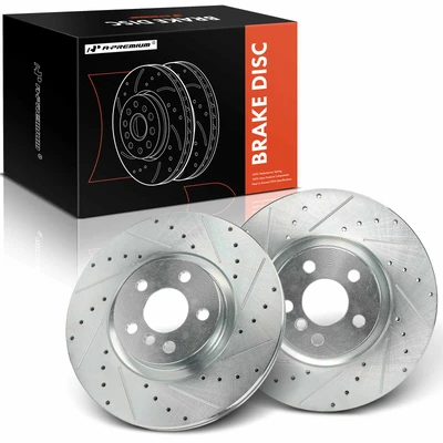 2 Pcs Front Drilled Brake Rotors