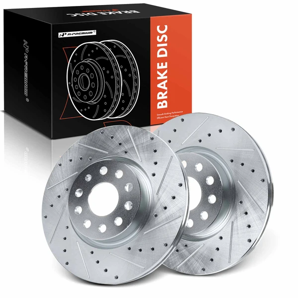 Front Drilled Brake Rotors for 2006-2013 2015-2020 Audi A3