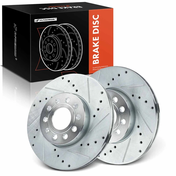 Front Drilled Brake Rotors for 2009-2013 2015-2016 Audi A3